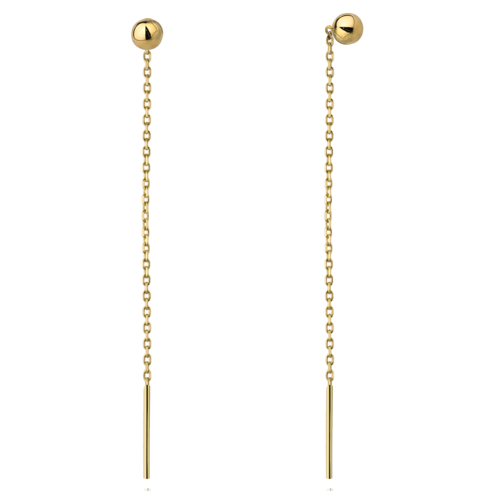 Kolczyki przewlekane złote kulki pr. 585 1 Kolczyki przewlekane złote kulki pr. 585