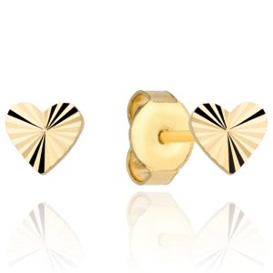 Kolczyki złote serca diamentowane małe pr. 585