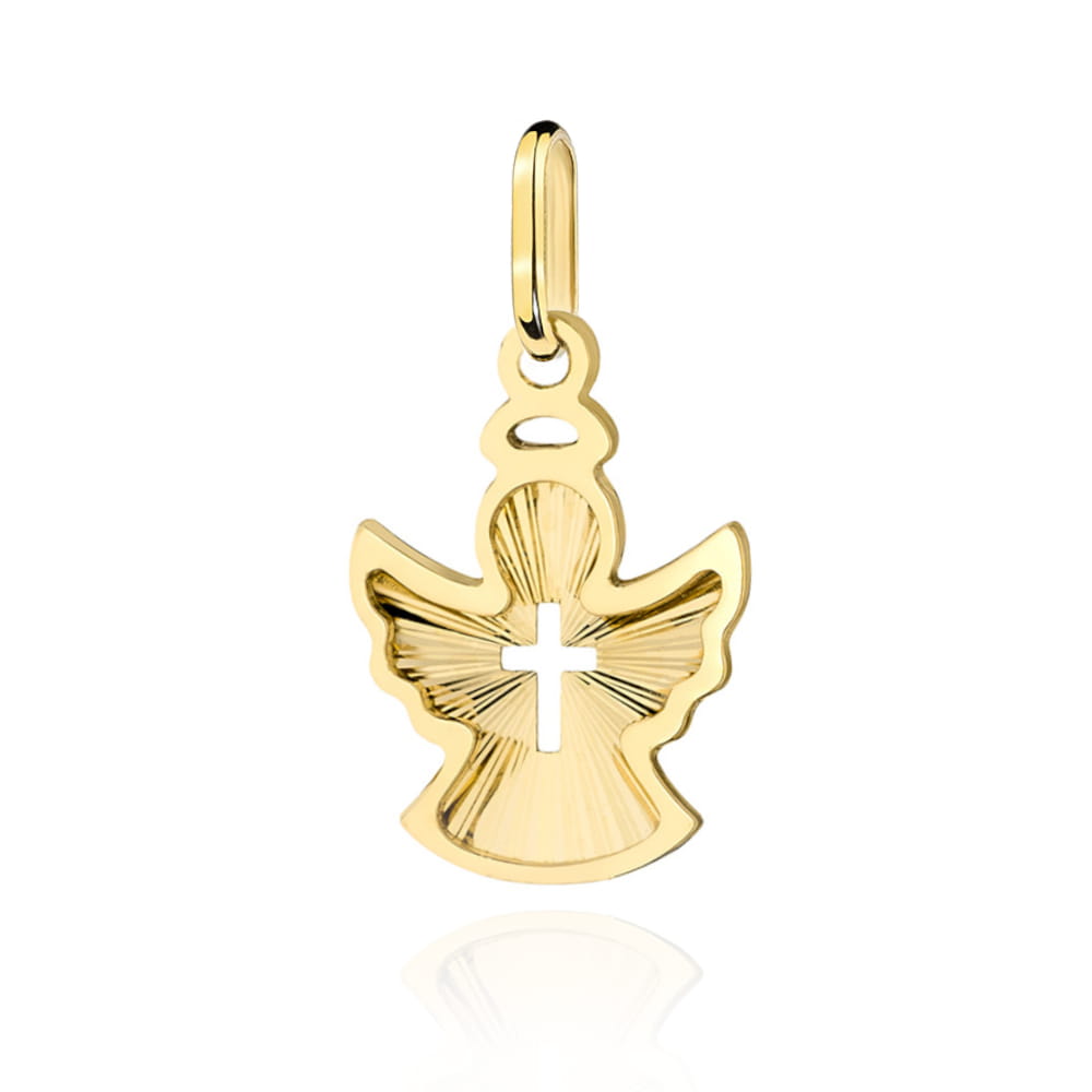 Zawieszka złota anioł z krzyżykiem pr. 585 1 Zawieszka złota anioł z krzyżykiem pr. 585