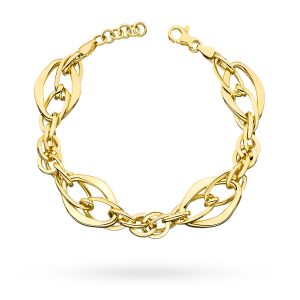 Złota bransoletka masywna szerokie ogniwa 18,5+2cm 585