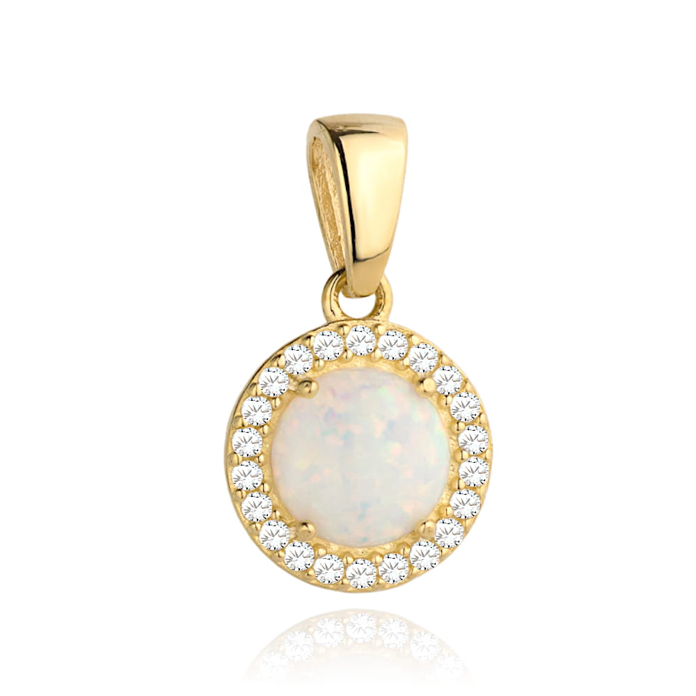 Zawieszka złoty opal otoczony cyrkoniami pr. 585 1 Zawieszka złoty opal otoczony cyrkoniami pr. 585