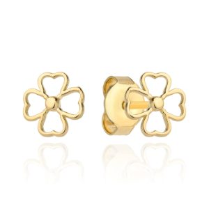 Kolczyki złote czterolistne koniczynki kontur pr. 585