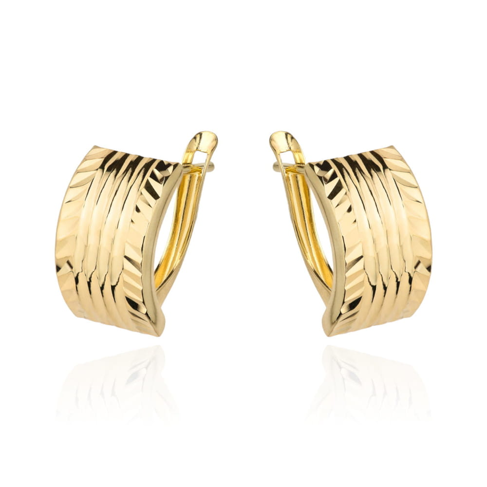 Kolczyki złote diamentowane na angielskim zapięciu pr. 585 1 Kolczyki złote diamentowane na angielskim zapięciu pr. 585