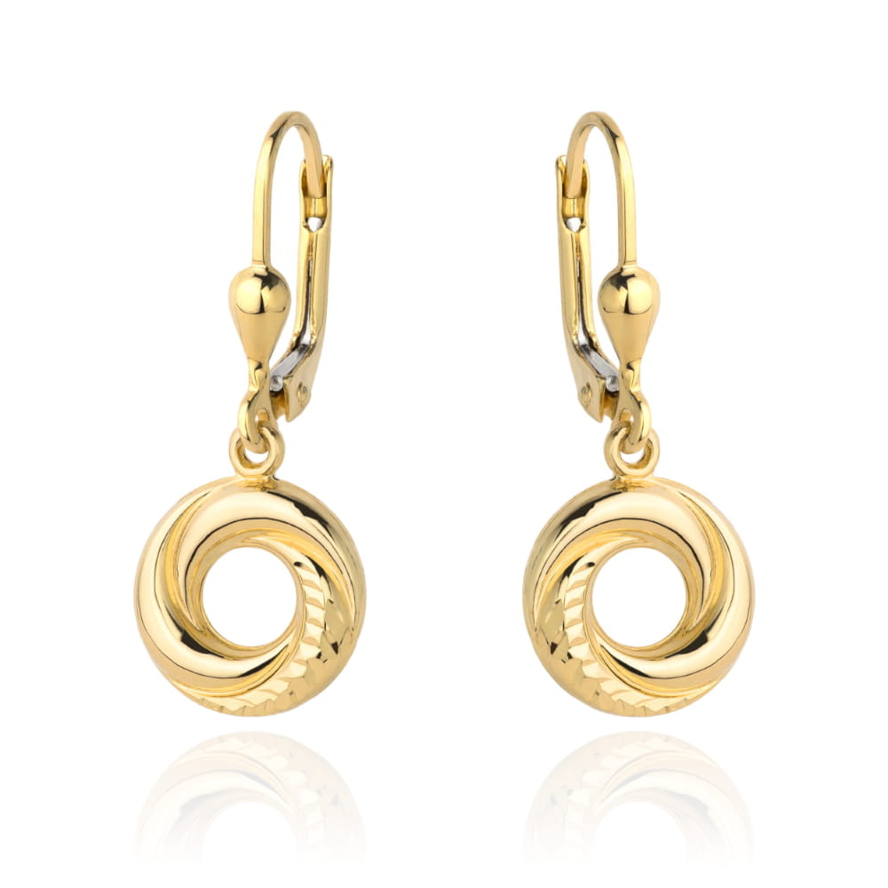 Kolczyki złote kółka z delikatnym diamentowaniem pr. 585 1 Kolczyki złote kółka z delikatnym diamentowaniem pr. 585