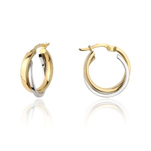 Kolczyki złote kółka zdobione białym złotem pr. 585