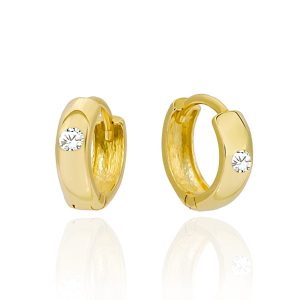 Kolczyki złote kółeczka z cyrkonią na środku pr. 585