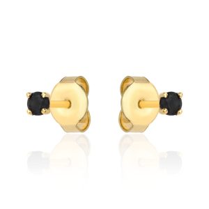 Kolczyki złote centralna czarna cyrkonia pr. 585