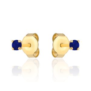 Kolczyki złote centralna niebieska cyrkonia pr. 585