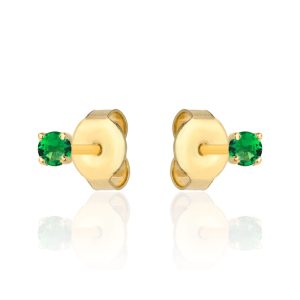 Kolczyki złote centralna zielona cyrkonia pr. 585