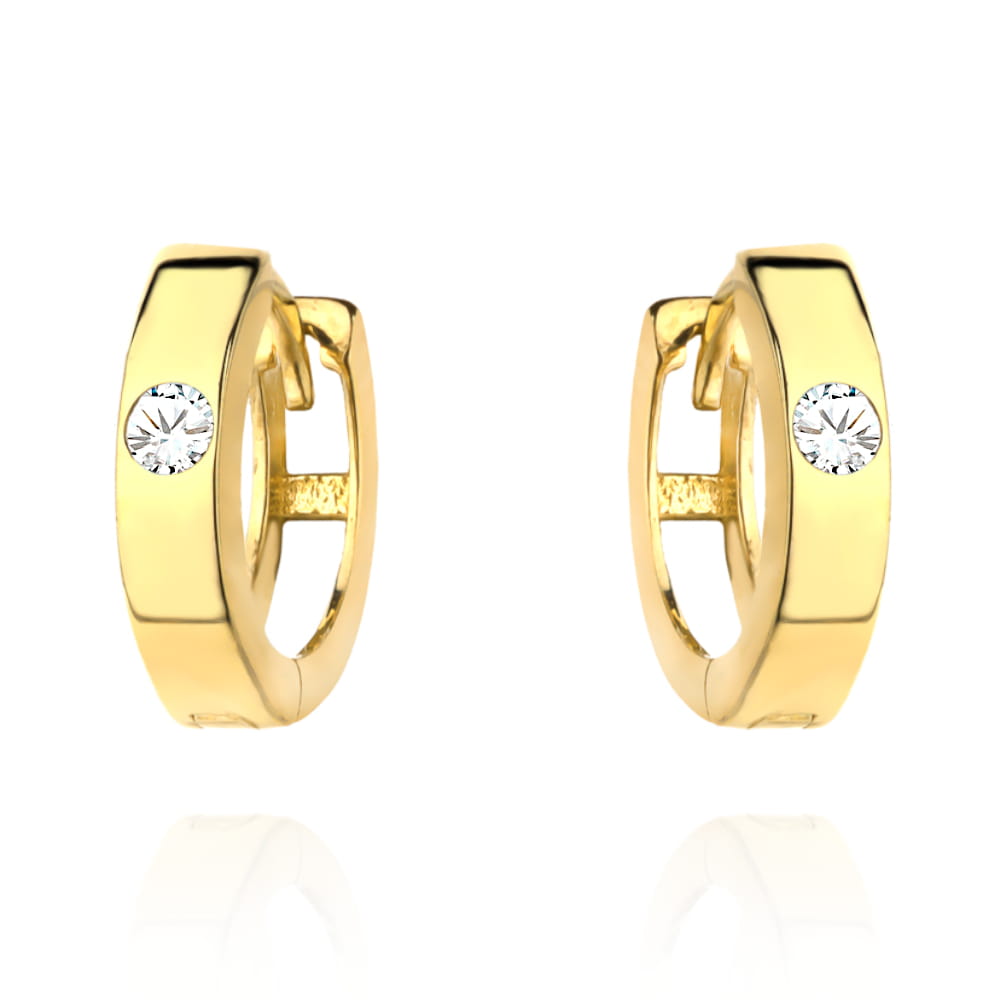 Kolczyki złote kółeczka z jedną cyrkonią pr. 585 1 Kolczyki złote kółeczka z jedną cyrkonią pr. 585