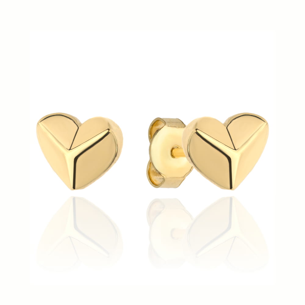 Kolczyki złote serce 3D na sztyfcie pr. 585 1 Kolczyki złote serce 3D na sztyfcie pr. 585