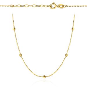 Złoty naszyjnik kulka diamentowane koraliki 42+3cm 585