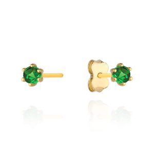Kolczyki złote z zieloną cyrkonią pr. 585