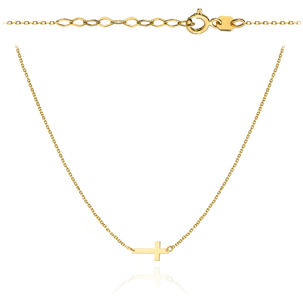 Złoty naszyjnik krzyżyk w poprzek 42+3cm 585 1 Złoty naszyjnik krzyżyk w poprzek 42+3cm 585