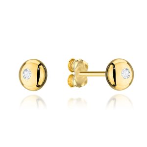 Kolczyki złote kółeczka z centralną cyrkonią pr. 585