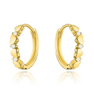 Kolczyki złote serduszka i cyrkonie pr. 585