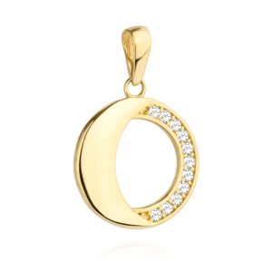 Zawieszka złote koło w połowie wysadzane cyrkoniami pr. 585