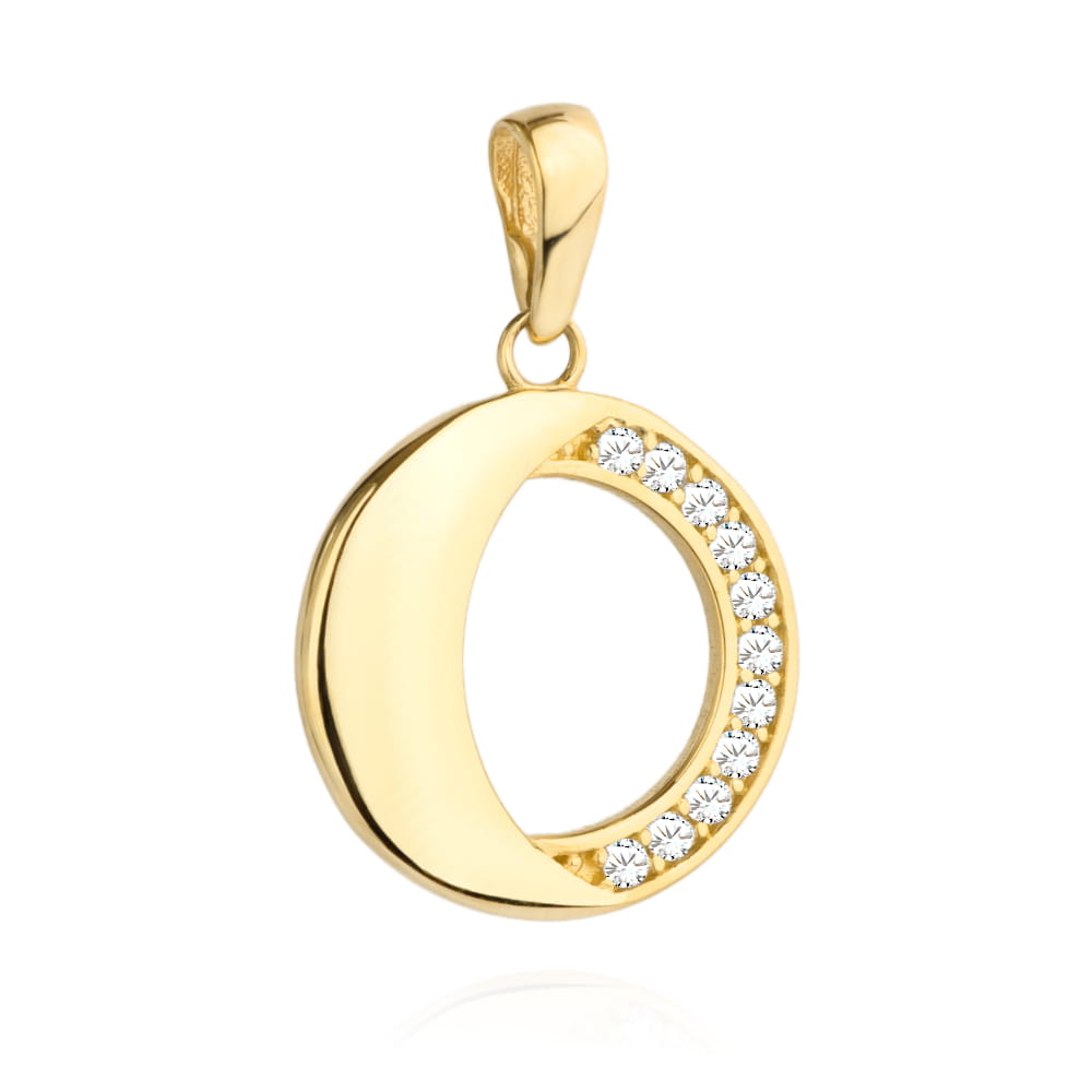 Zawieszka złote koło w połowie wysadzane cyrkoniami pr. 585 1 Zawieszka złote koło w połowie wysadzane cyrkoniami pr. 585