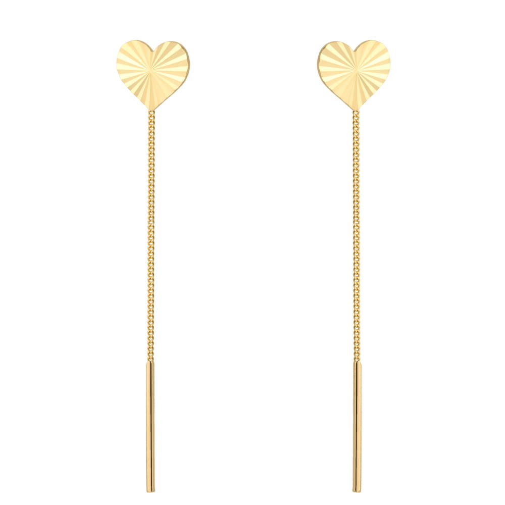 Kolczyki złote przewlekane diamentowane serca pr. 585 1 Kolczyki złote przewlekane diamentowane serca pr. 585