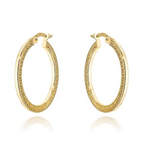 Kolczyki złote koła z greckim wzorem na bokach pr. 585