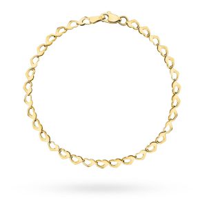 Złota bransoletka ogniwka serduszka 18,5cm 585