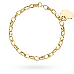 Złota masywna bransoletka szerokie ogniwa serce 19cm 585