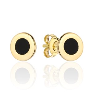 Kolczyki złoto-czarne kółeczko pr. 585