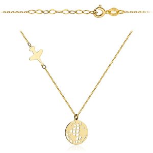 Naszyjnik złoty samolot i kula ziemska pr. 585