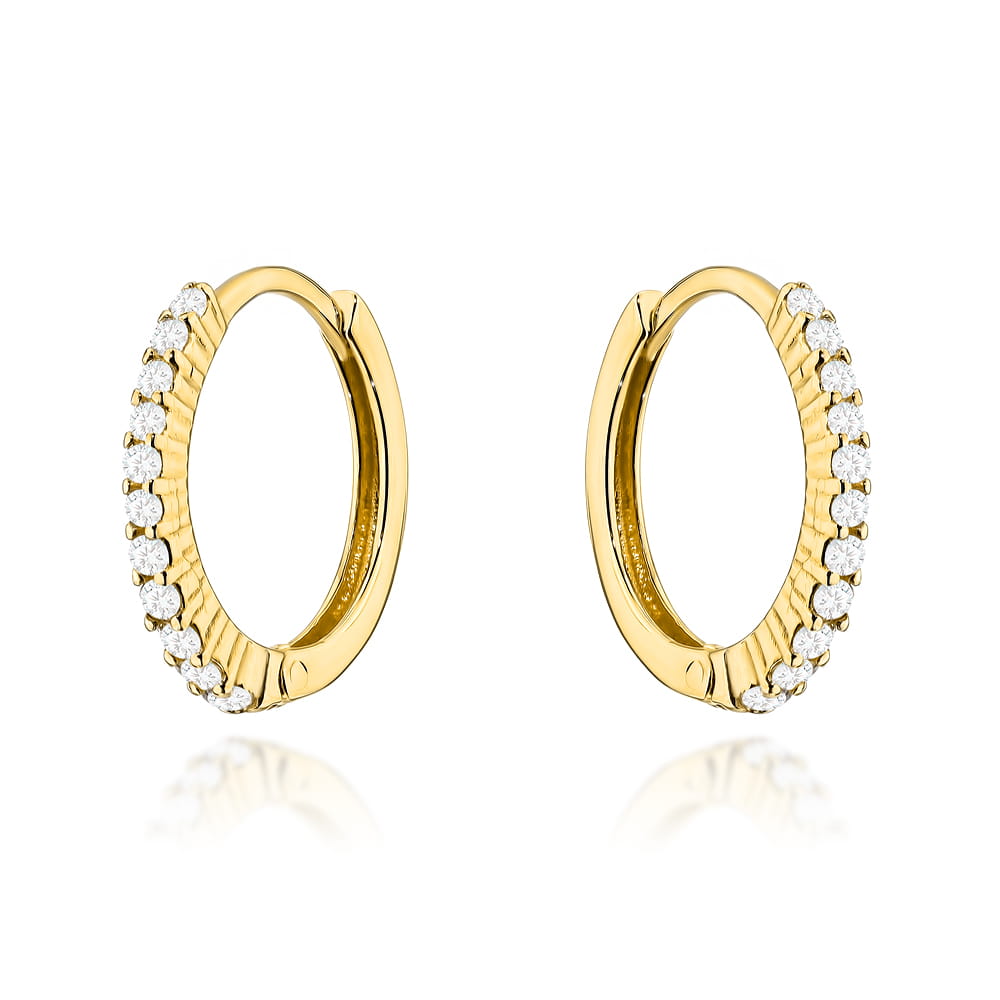 Kolczyki złote kółeczka i rząd cyrkonii pr. 585 1 Kolczyki złote kółeczka i rząd cyrkonii pr. 585