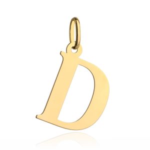Zawieszka złota literka D duża pr. 585
