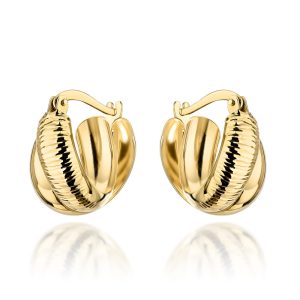 Kolczyki złote gładkie ozdobione diamentowaniem pr. 585