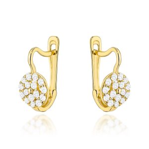 Kolczyki złote kółeczka z cyrkoniami na angielskim zapięciu pr. 585