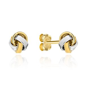 Kolczyki złote plecione nowoczesne rodowane pr. 585