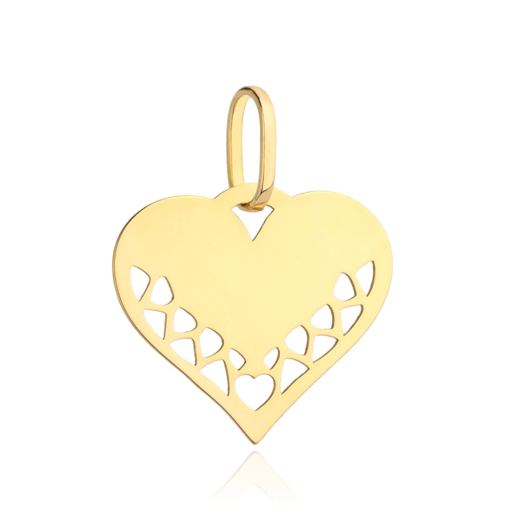 Zawieszka złota serce z małym serduszkiem na dole pr. 585 1 Zawieszka złota serce z małym serduszkiem na dole pr. 585
