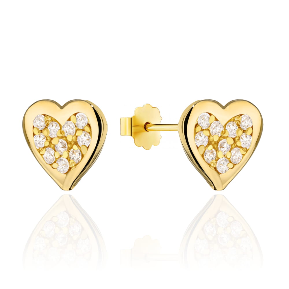 Kolczyki złote serca wypełnione cyrkoniami pr. 585 1 Kolczyki złote serca wypełnione cyrkoniami pr. 585