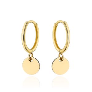 Kolczyki złote kółeczko z wiszącym pełnym kołem pr. 585
