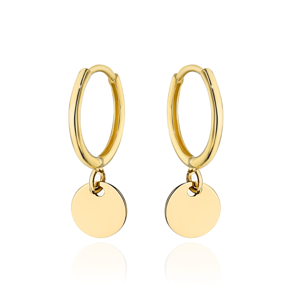 Kolczyki złote kółeczko z wiszącym pełnym kołem pr. 585 1 Kolczyki złote kółeczko z wiszącym pełnym kołem pr. 585