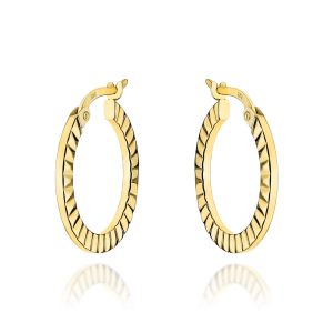 Kolczyki złote kółka żłobione po bokach pr. 585