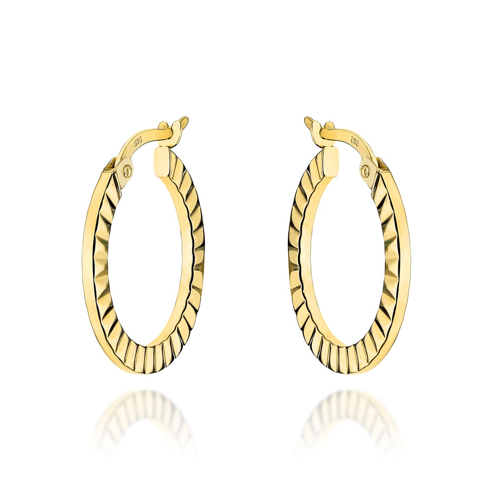 Kolczyki złote kółka żłobione po bokach pr. 585 1 Kolczyki złote kółka żłobione po bokach pr. 585