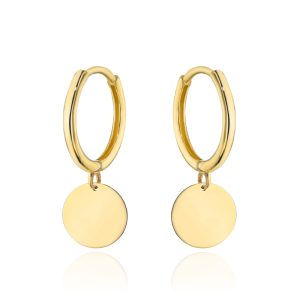Kolczyki złote kółko z wiszącym pełnym kołem pr. 585