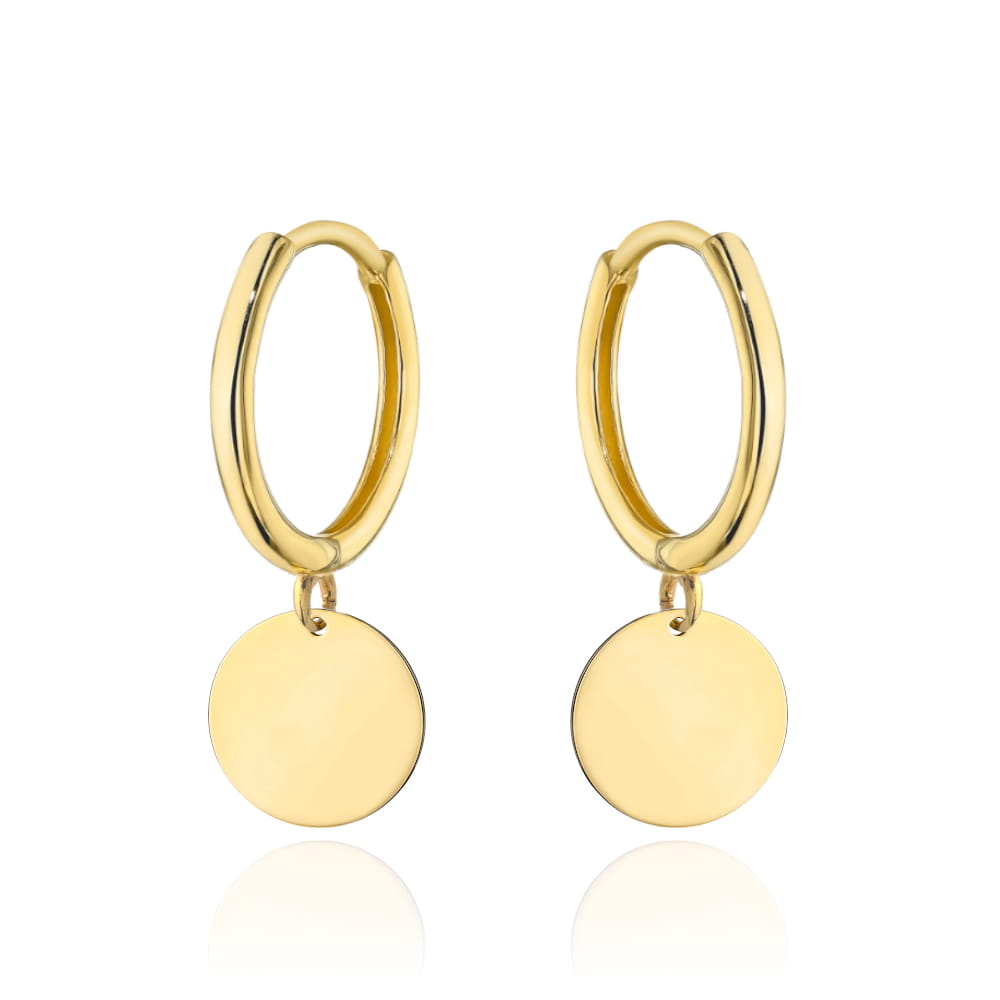 Kolczyki złote kółko z wiszącym pełnym kołem pr. 585 1 Kolczyki złote kółko z wiszącym pełnym kołem pr. 585