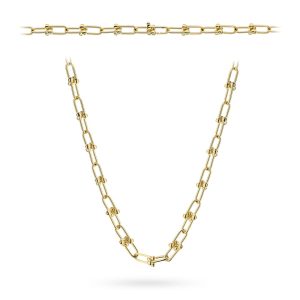 Złoty naszyjnik splecione ogniwa i gładkie kulki 42cm 585