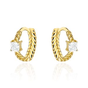 Kolczyki złote plecione z kamieniem pr. 585