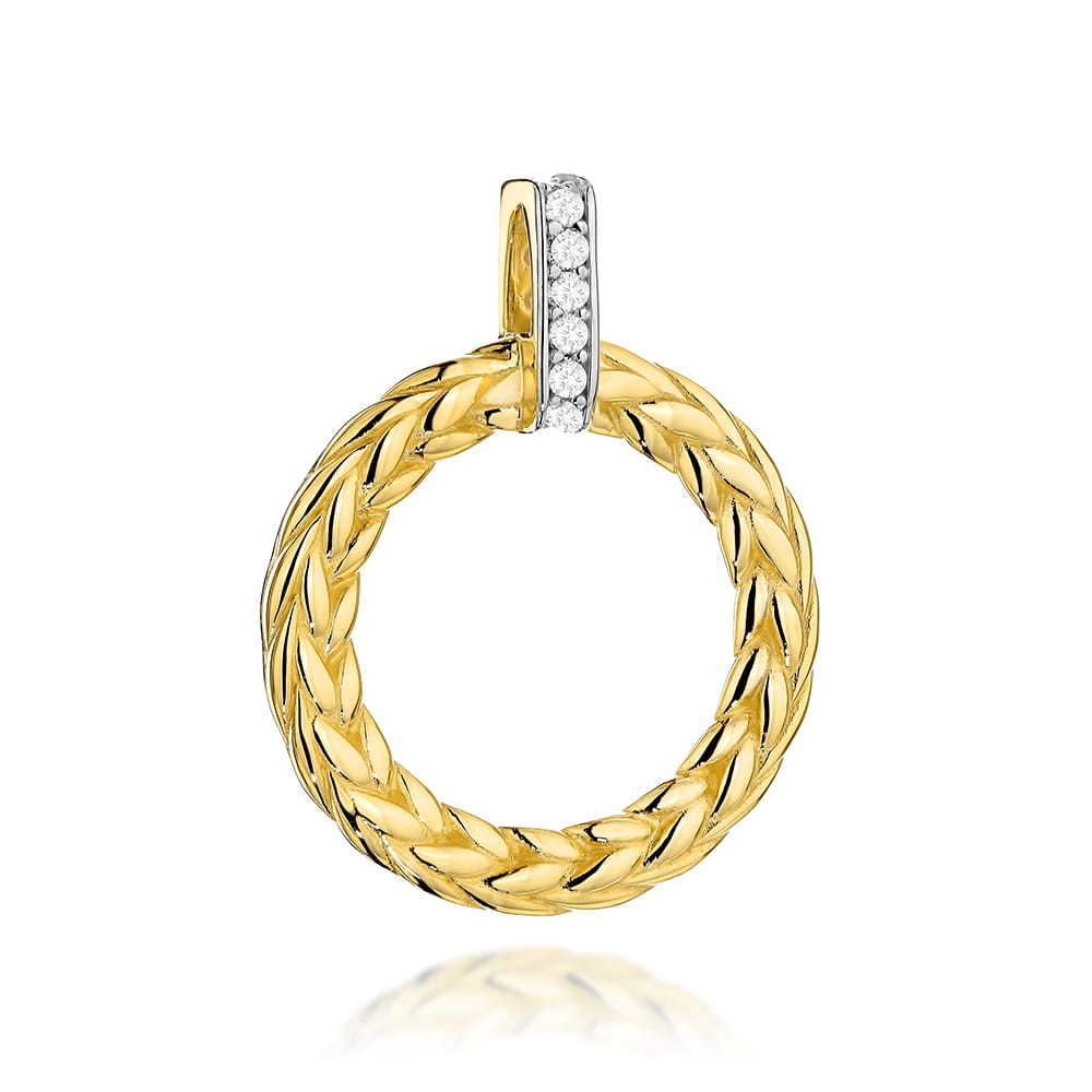 Zawieszka złota plecione kółeczko z zawieszką z cyrkoniami pr. 585 1 Zawieszka złota plecione kółeczko z zawieszką z cyrkoniami pr. 585