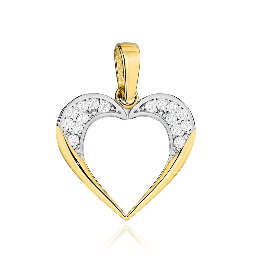 Zawieszka złota serce wysadzane cyrkoniami na górze pr. 585 1 Zawieszka złota serce wysadzane cyrkoniami na górze pr. 585