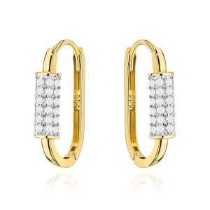 Kolczyki złote owale zdobione cyrkoniami pr. 585