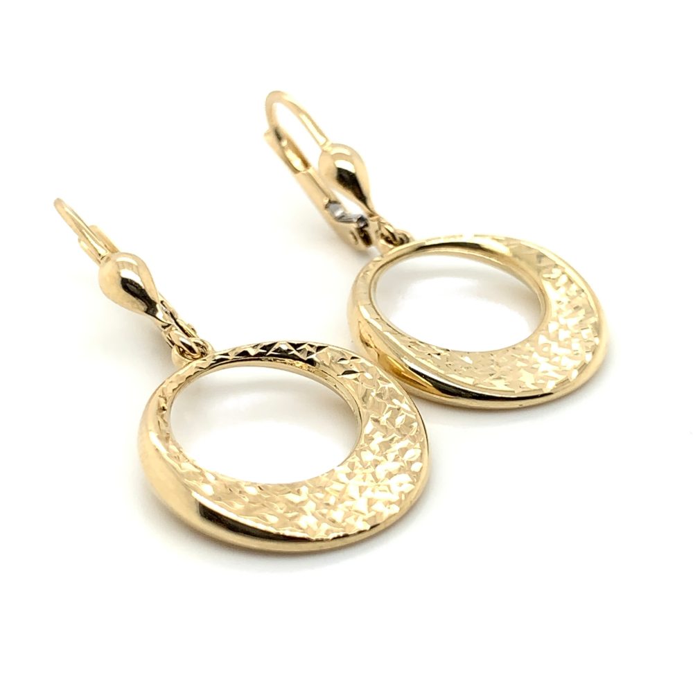 Kolczyki złote okrągłe diamentowane pr. 585 1 Kolczyki złote okrągłe diamentowane pr. 585