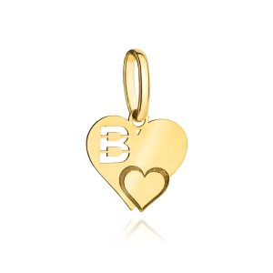 Zawieszka złota literka B z serduszkiem pr. 585