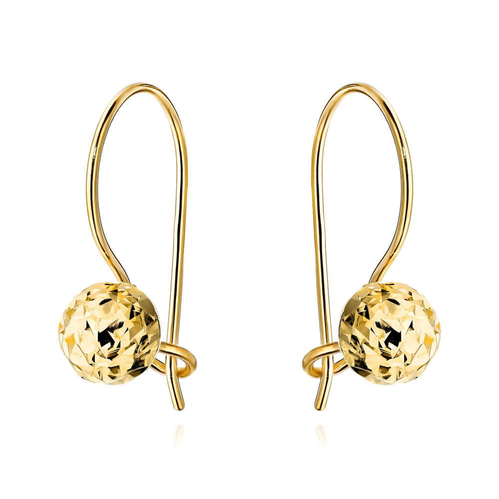 Kolczyki złote diamentowane kulki na biglu super lekkie pr. 585 1 Kolczyki złote diamentowane kulki na biglu super lekkie pr. 585