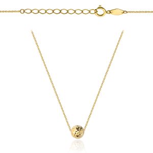 Naszyjnik z diamentowaną złotą kuleczką super lekki 47+3cm pr. 585